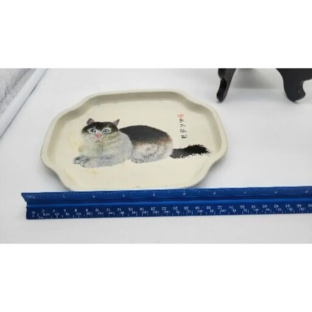 Set Of 2 Metal Cat Vanity Trays Made In‎ England By Elite